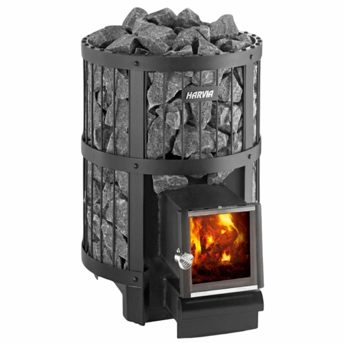 Harvia Legend 150 SL 16kW wood-burning sauna stove with stone basket and glass firebox door