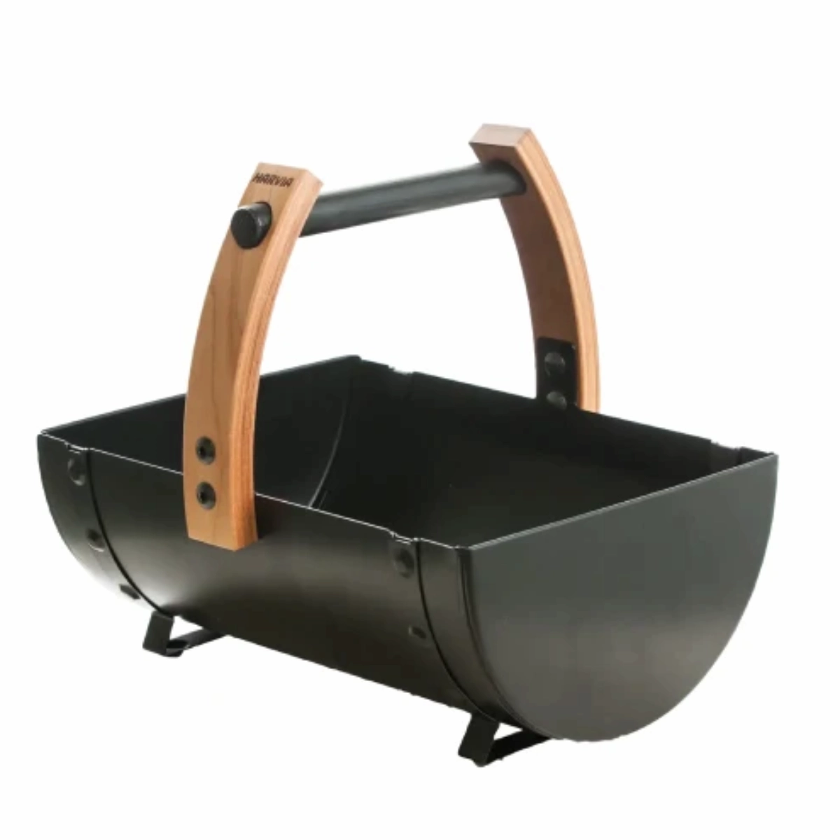 Harvia Legend Bucket and Ladle Kit with black metal bucket and wooden handle