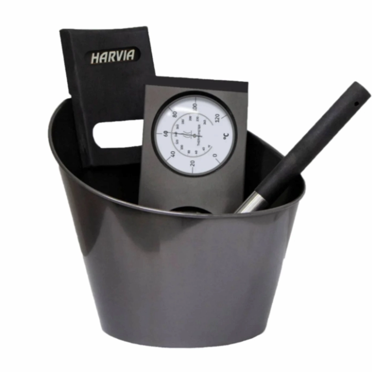 Harvia Onyx bucket, ladle and thermometer hygrometer kit