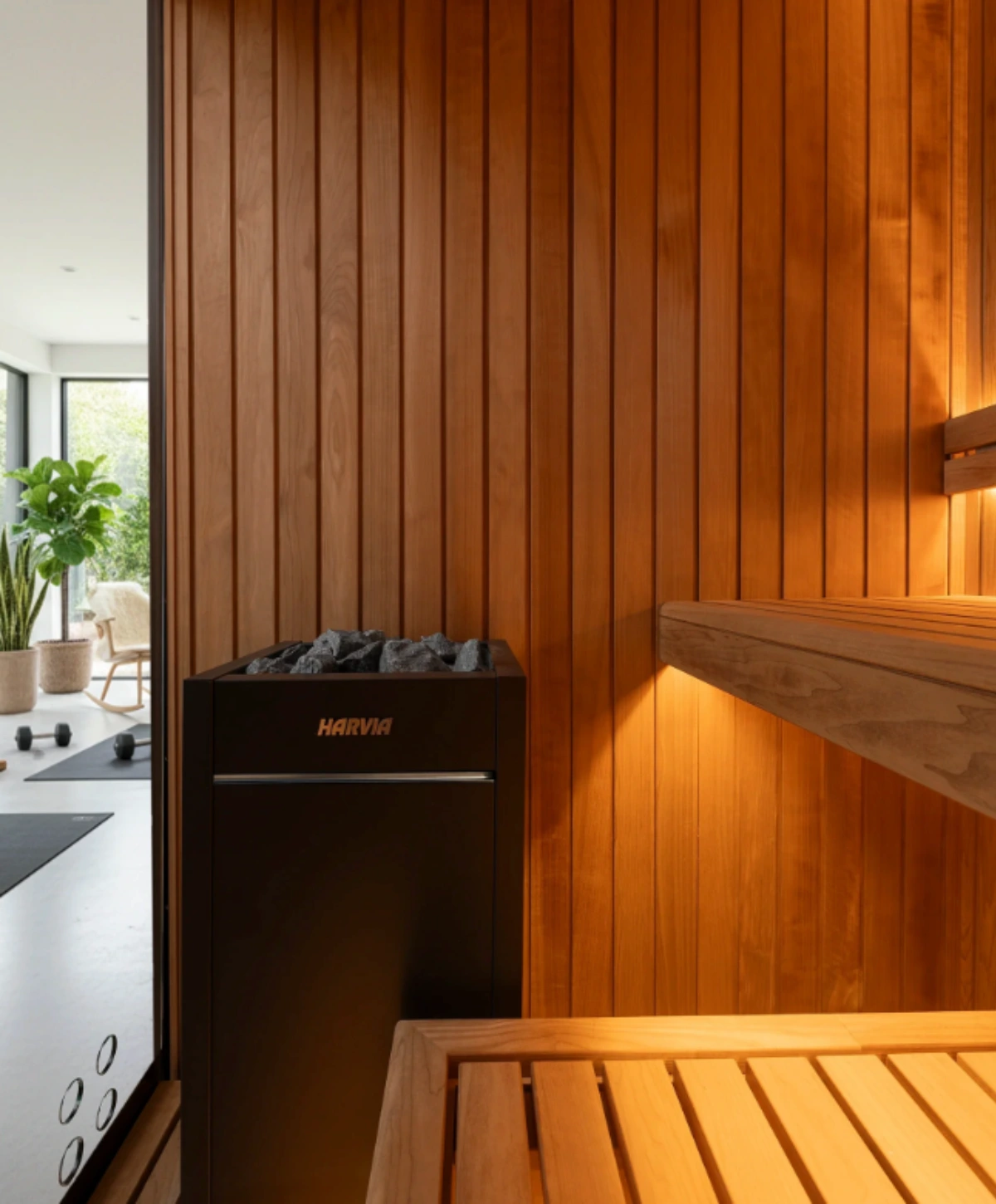 Elysian Modern Scandinavian indoor 2–3 person sauna interior