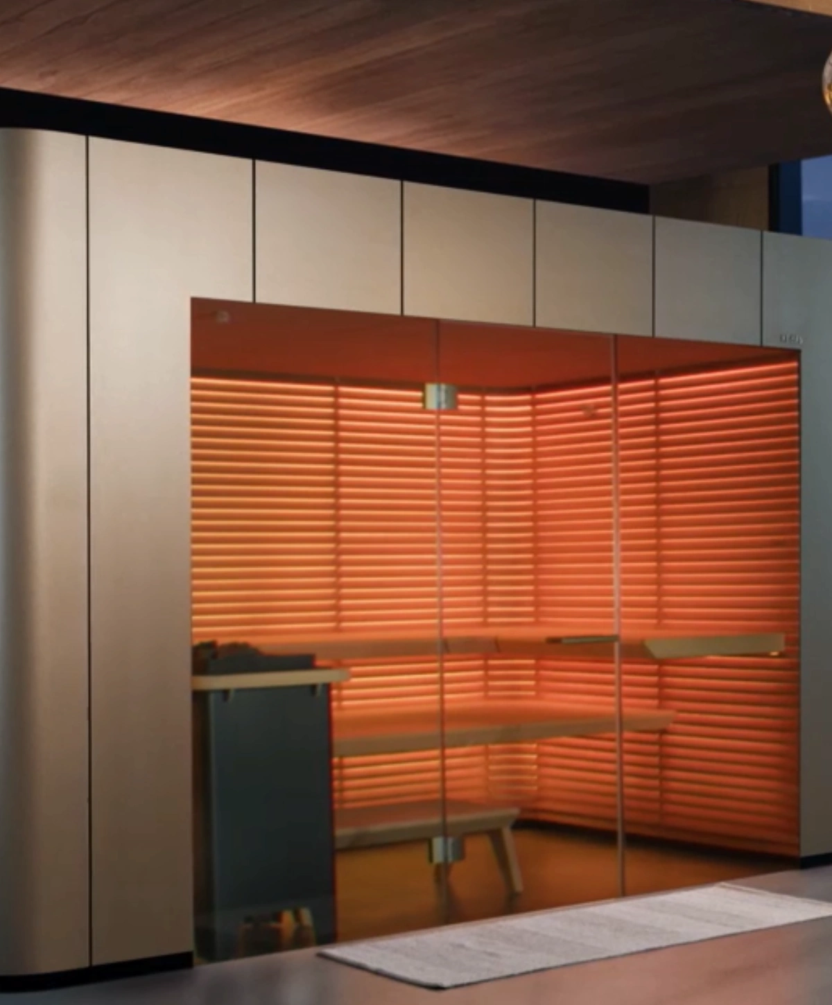 KLAFS S11 luxury sauna with illuminated interior and glass front