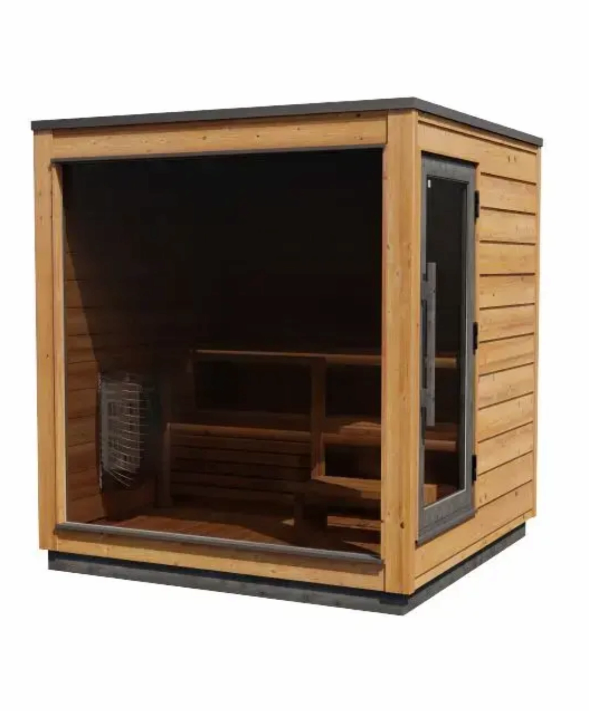 Kirami FinVision M Dawn outdoor sauna with panoramic window