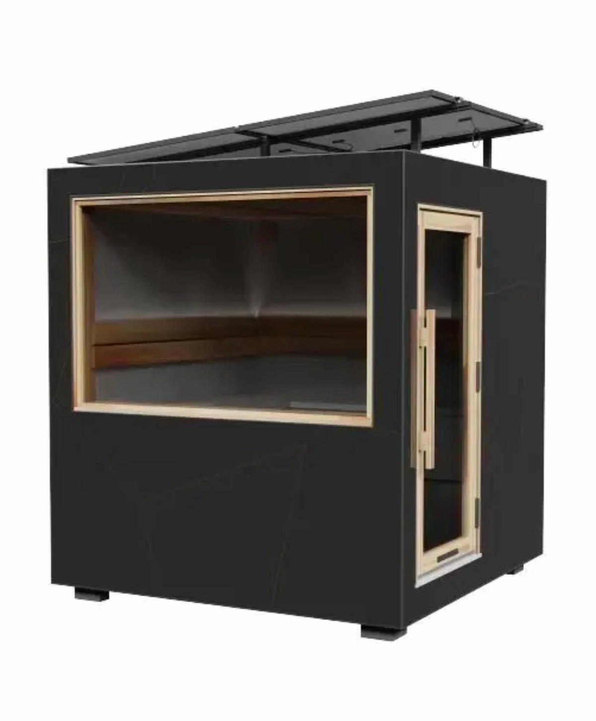 Kirami FinVision M Zero outdoor sauna with off-grid solar system