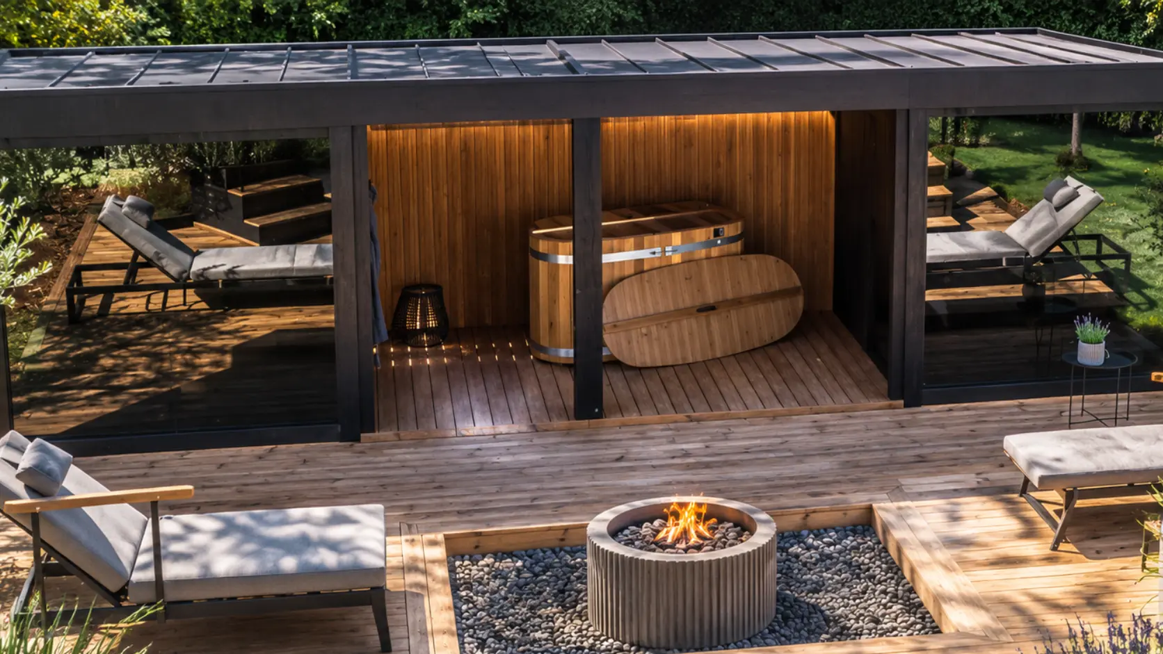 Kirami outdoor sauna and wellness module