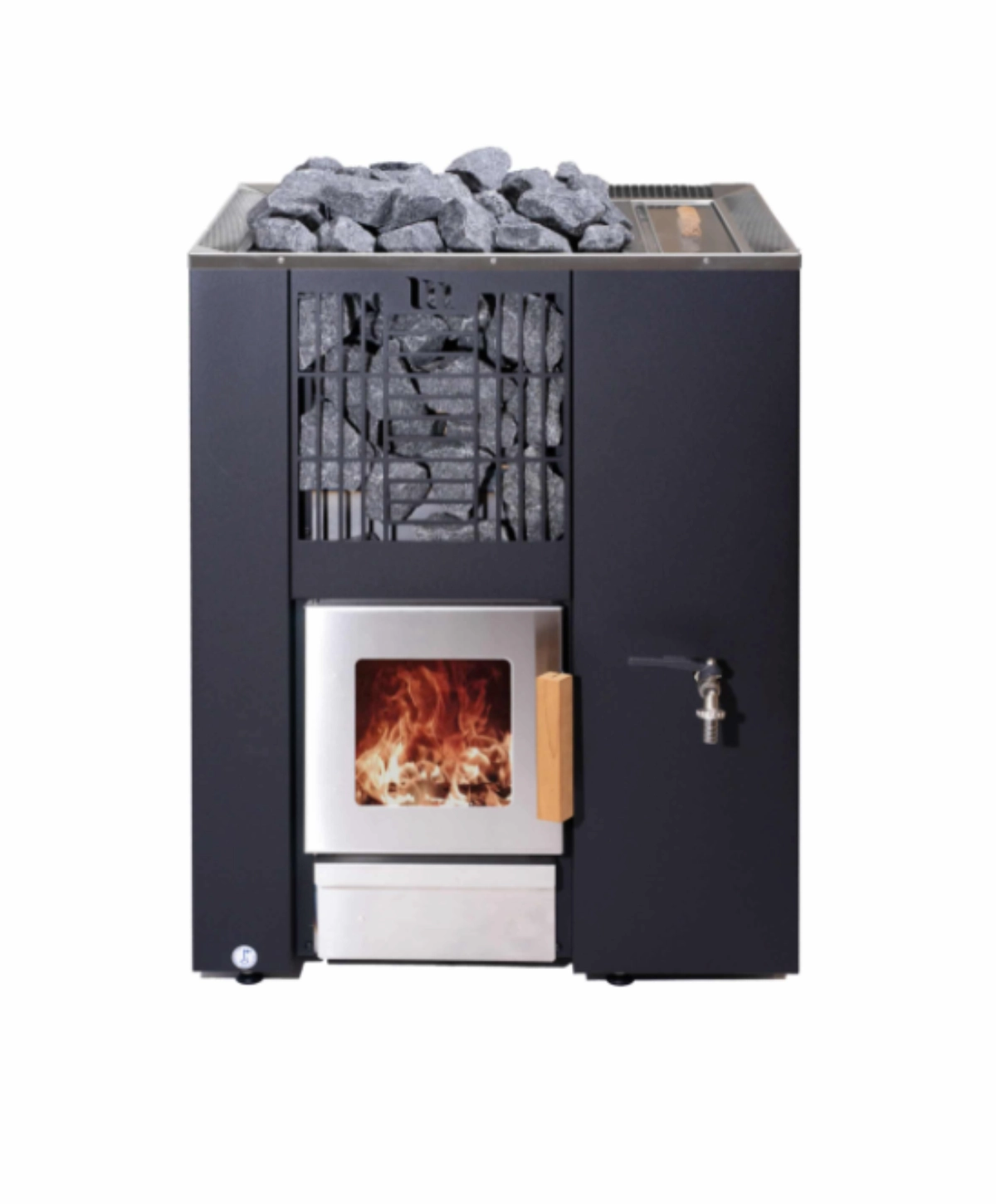 Mondex Motti wood-burning sauna heater with built-in water tank