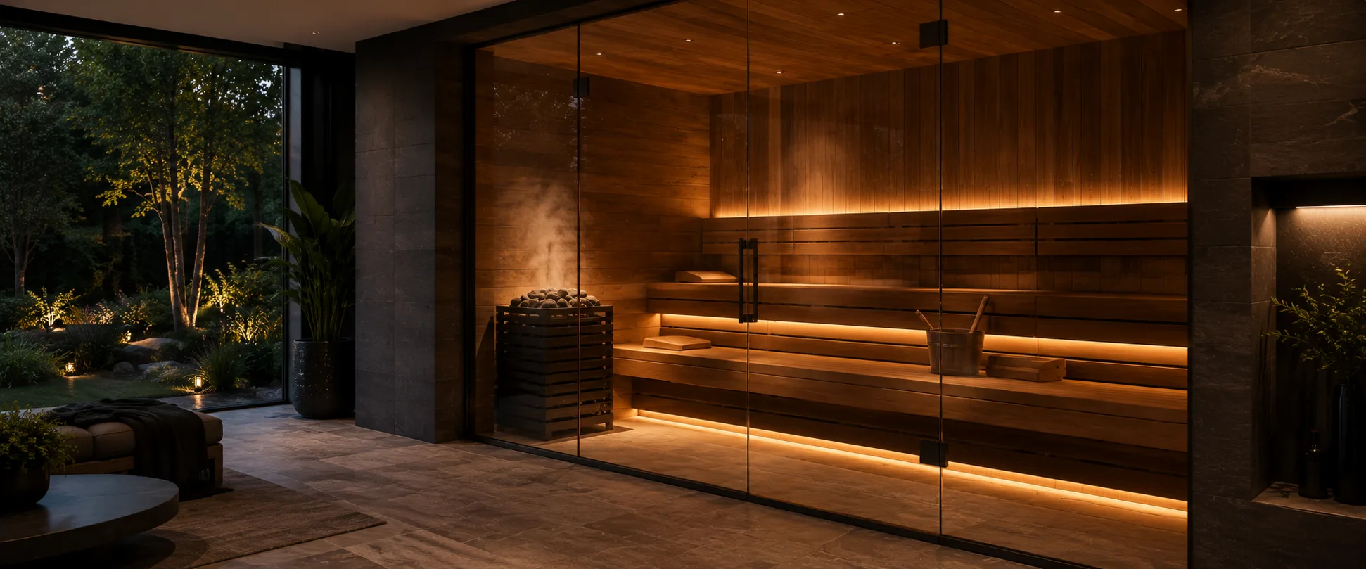 Premium home sauna in a luxury Finnish-style wellness space