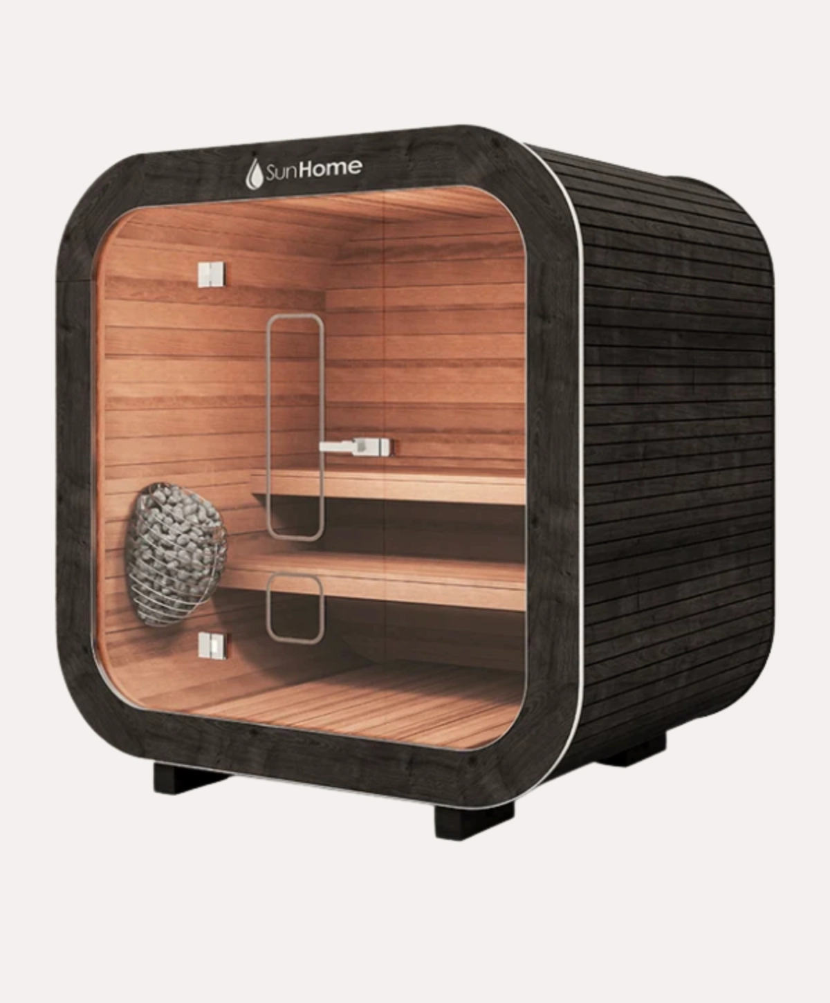 Sun Home Solaris 4-person traditional outdoor sauna with black wood exterior