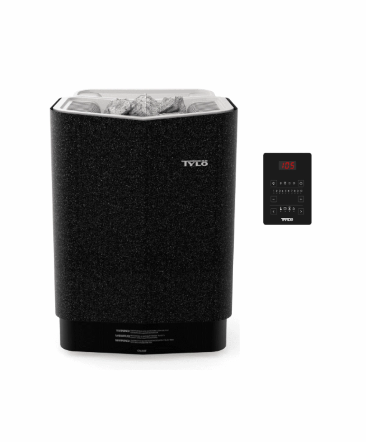 Tylö Sense Combi Pure Black sauna heater with control panel