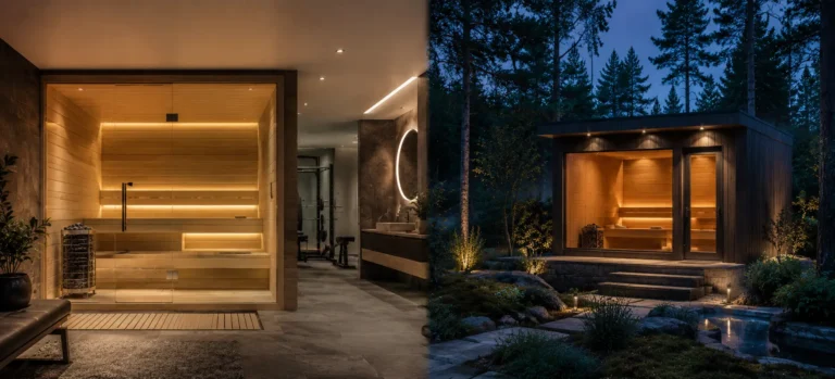 Indoor vs outdoor sauna comparison in luxury home wellness settings