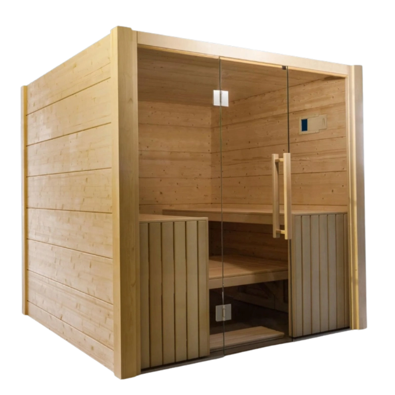 Almost Heaven Olympus 6-8 person traditional indoor sauna with glass front and multi-level benches