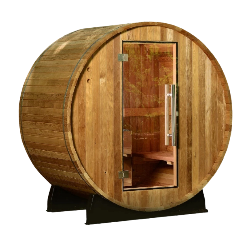 Almost Heaven Salem 2-person outdoor barrel sauna with glass door