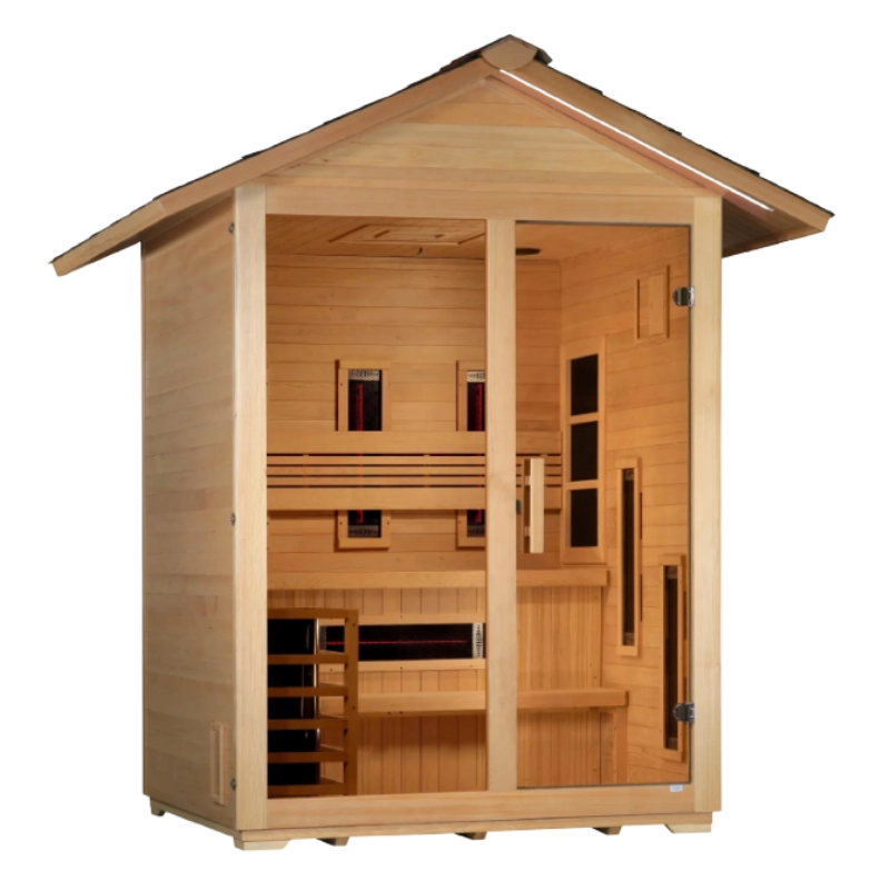 Golden Designs Carinthia 3-person hybrid outdoor sauna with glass front