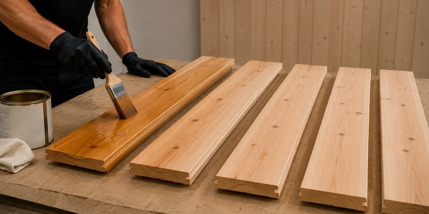Pretreating wooden sauna floorboards before installation