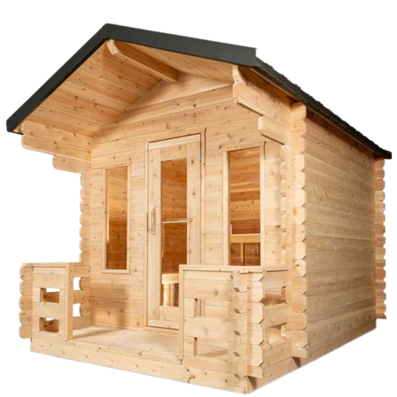 Dundalk LeisureCraft Georgian cedar cabin sauna kit with front porch