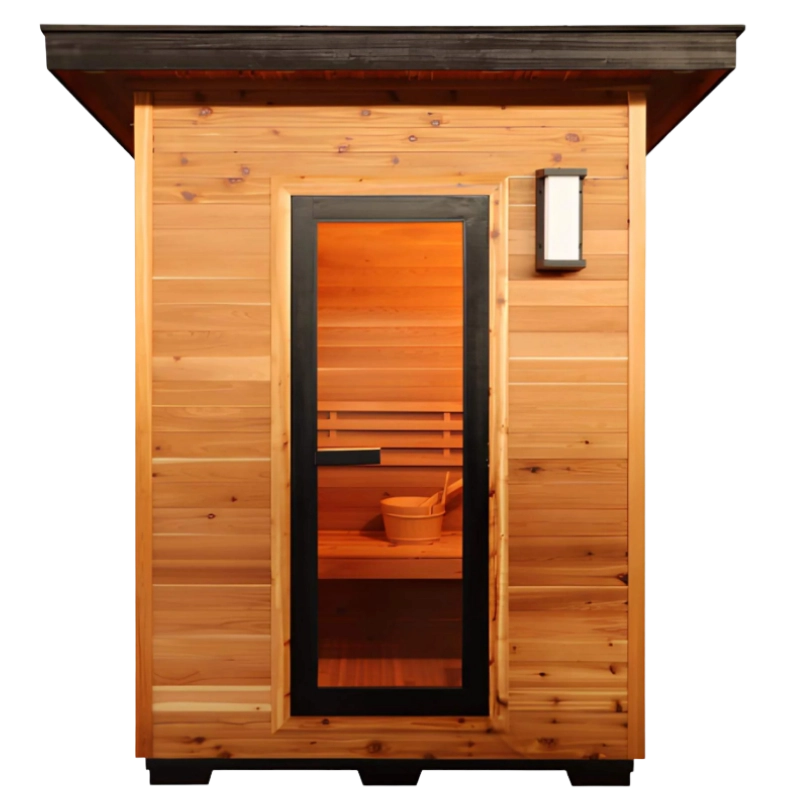 SunRay Seneca 300D5 outdoor cedar sauna with glass door